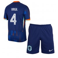 Niederlande Virgil van Dijk #4 Fußballbekleidung Auswärtstrikot Kinder EM 2024 Kurzarm (+ kurze hosen)